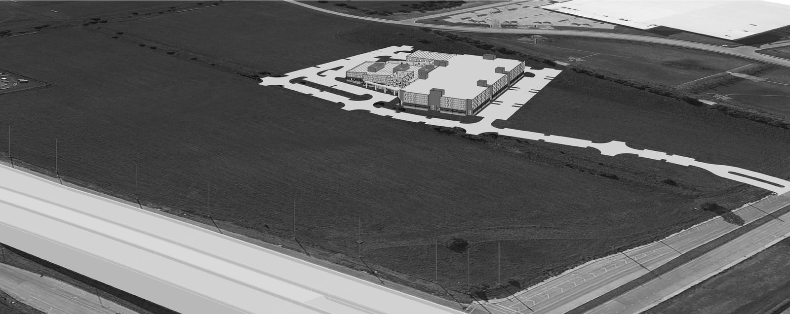 Rendering of Phase 1 viewed from Interstate 30